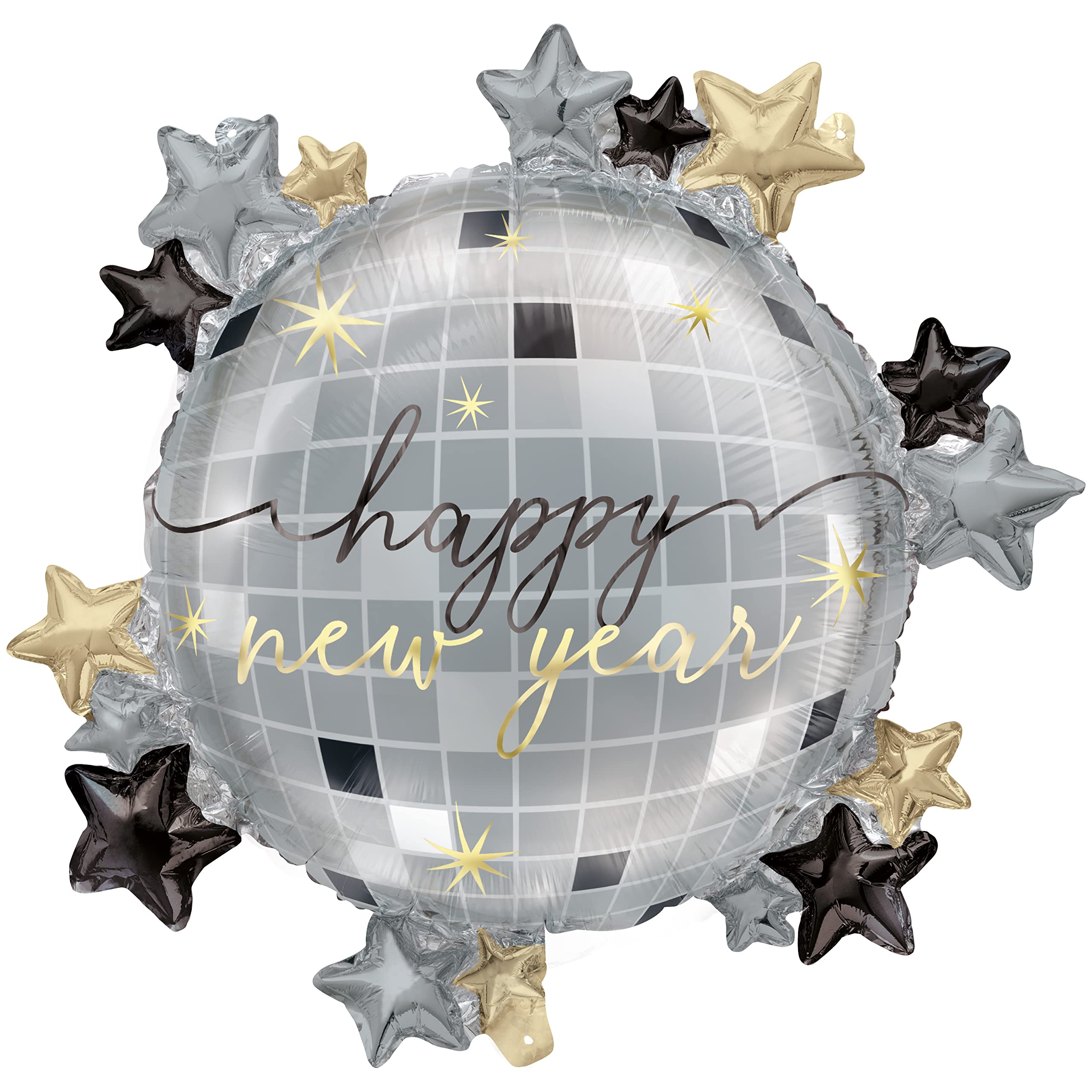 6 x Disco New Year Giant Foil Balloon 22.5"" Years Eve Star Gold Silver Helium