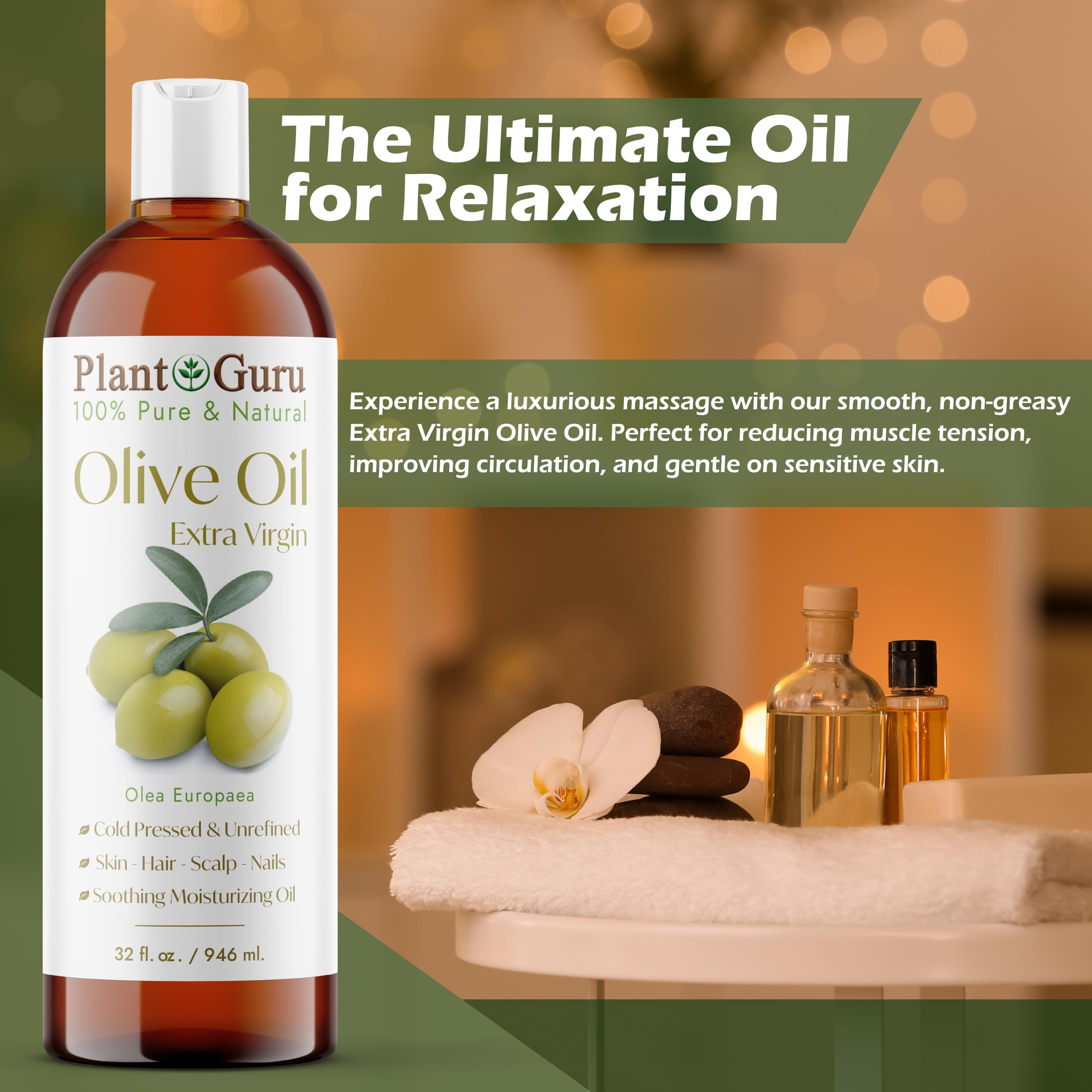 Olio extravergine di oliva 100% puro e naturale non raffinato olio vettore - Pressato a freddo - Nutriente per la cura della pelle e dei capelli - Sapore ricco per la cucina e la routine di bellezza