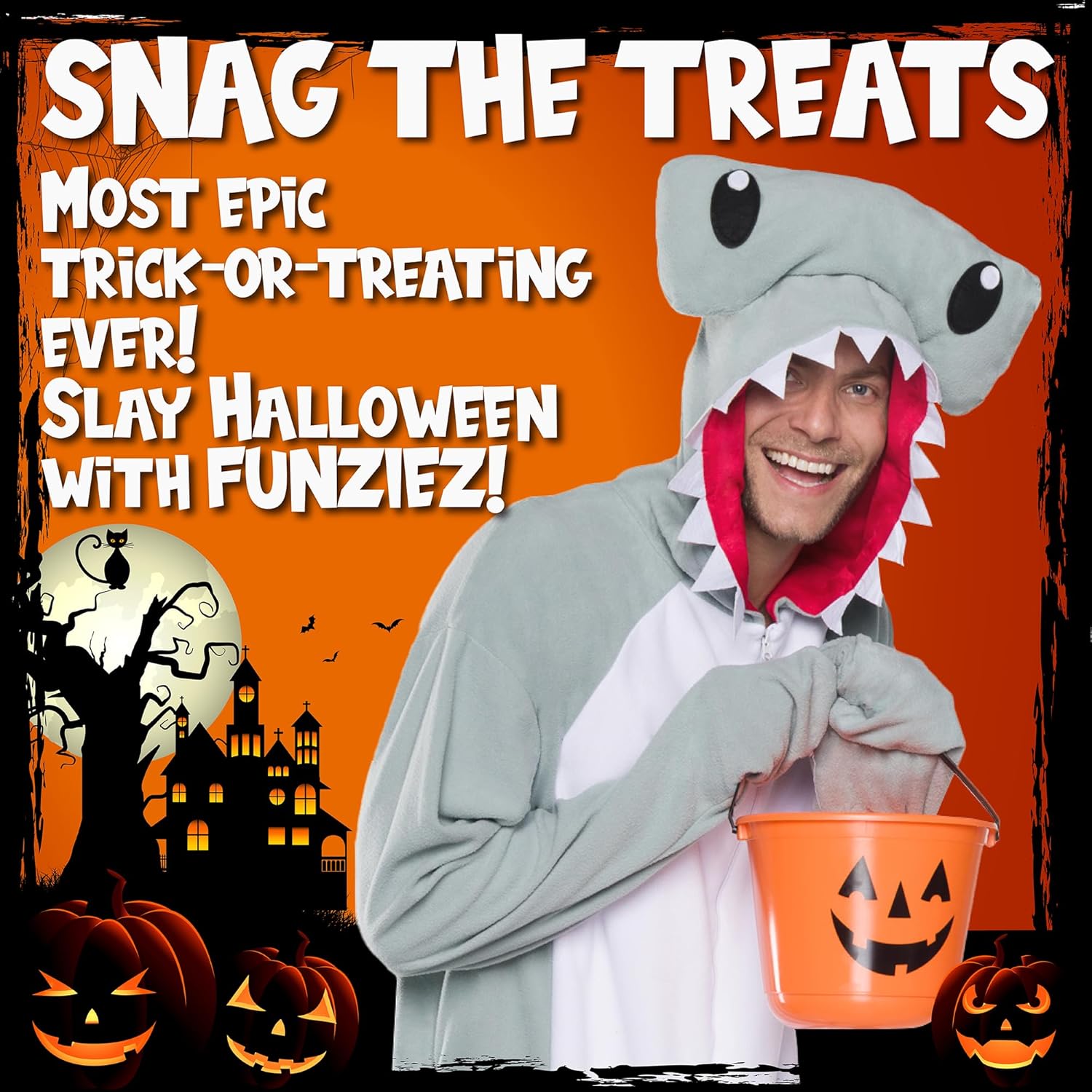 Funziez! Sea Creatures Onesie Lobster, Clown Fish, Hammerhead Shark, Octopus, Squid - Plush Adult Animal Costume Jumpsuit - Image 2