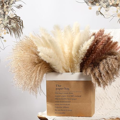 100 piezas de decoración natural de hierba de pampa seca ramo de flores secas ALKNOT paquete de eucalipto seco natural ramo de hierba pomposo