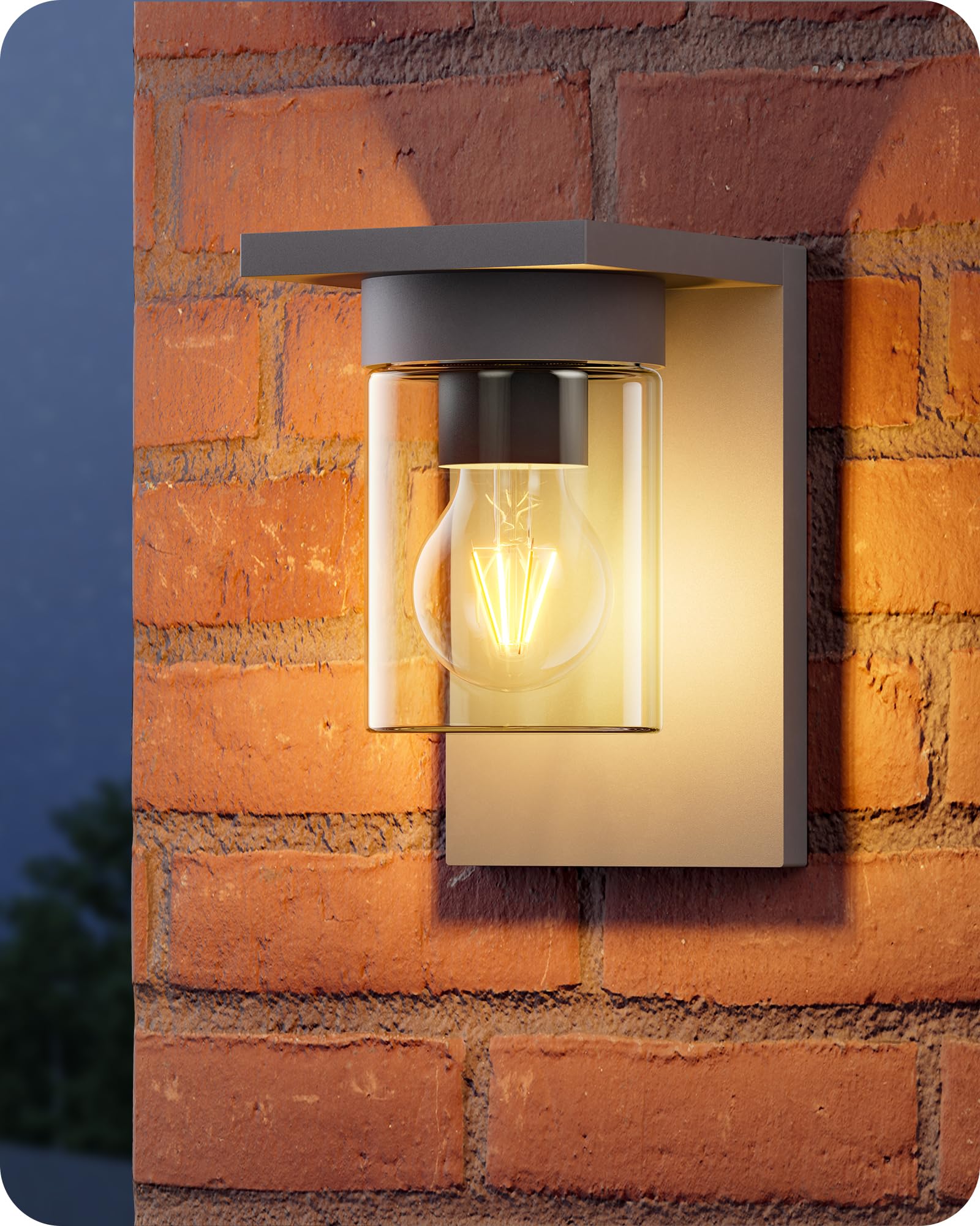 EDISHINE Wandleuchte Außen, Wandlampe mit Klarglas, IP44 wasserdicht, E27 max. 15W, Moderne Außenleuchte für Hauswand Garage Vordach (ohne Leuchtmittel), 19,1x12x15 cm, Anthrazit