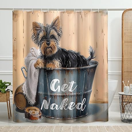 Funny Yorkie Shower Curtain with Quote