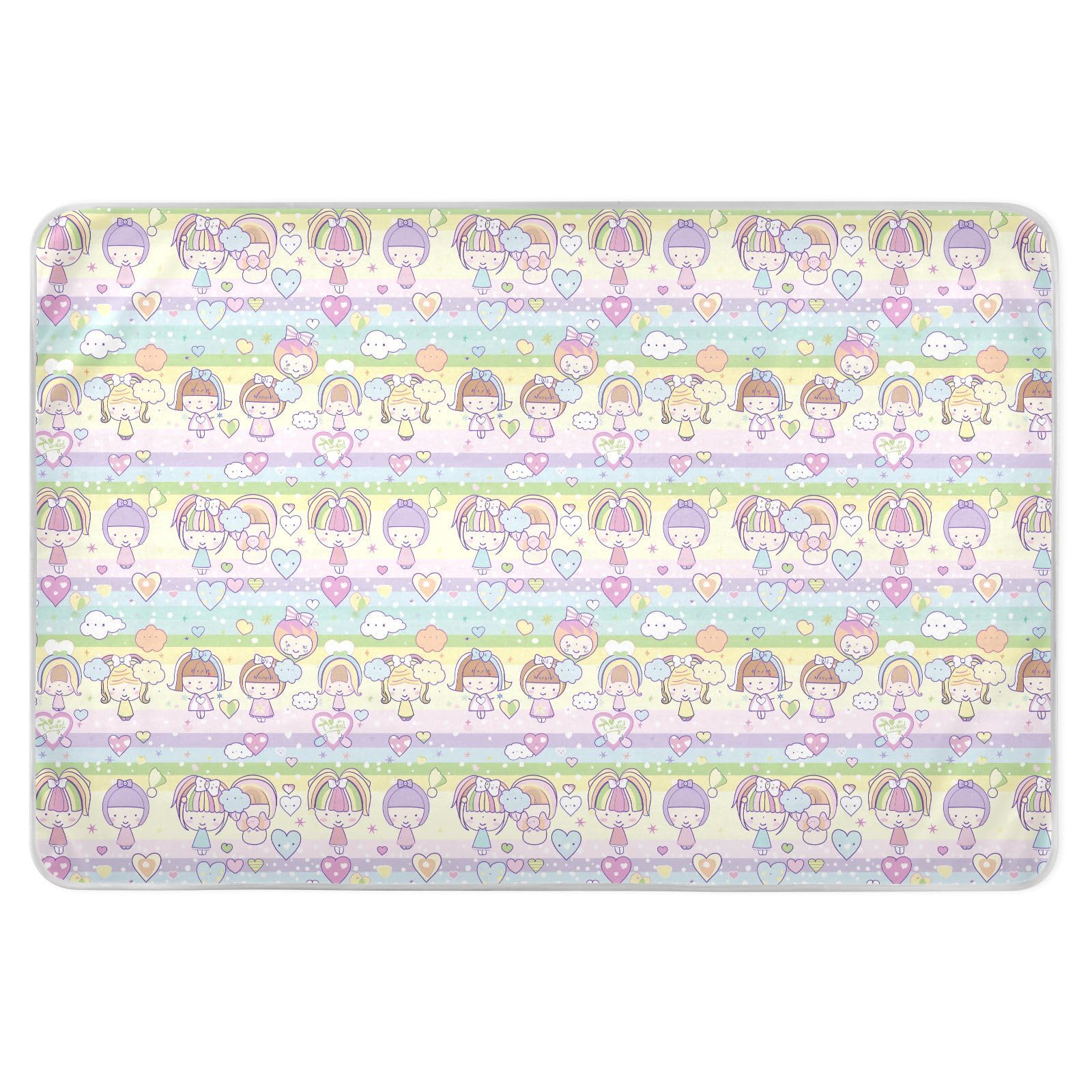 Dolls Cartoon Toddler Soft Absorbent Toddler Bed Pee Pads Machine Washable Toddler Bedding Products for Baby Boys Girls , 52