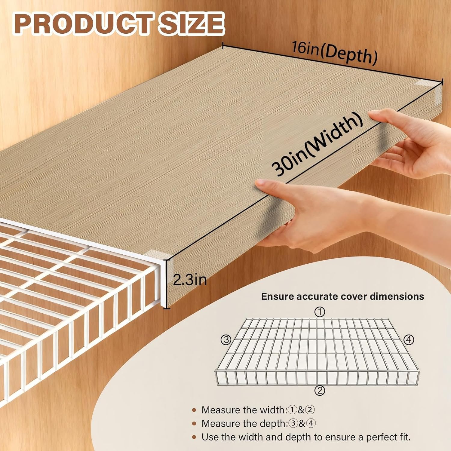 Wire shelf covers for pantry, 30*16 inch wire rack cover for shelves, covers for wire shelves easy to cut install wires shelf 0.31-inch thick moisture durable shelfs liner for kitchen, pantry