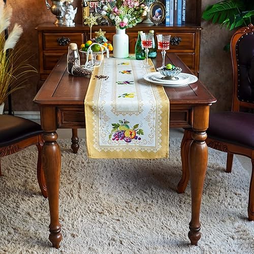 SUTAVIA Mantel de Encaje Bordado, Cubierta de Mesa Rectangular Estilo Granja, Mantel de Macramé Oblongo Clásico con Decoración de Flores Antiguas