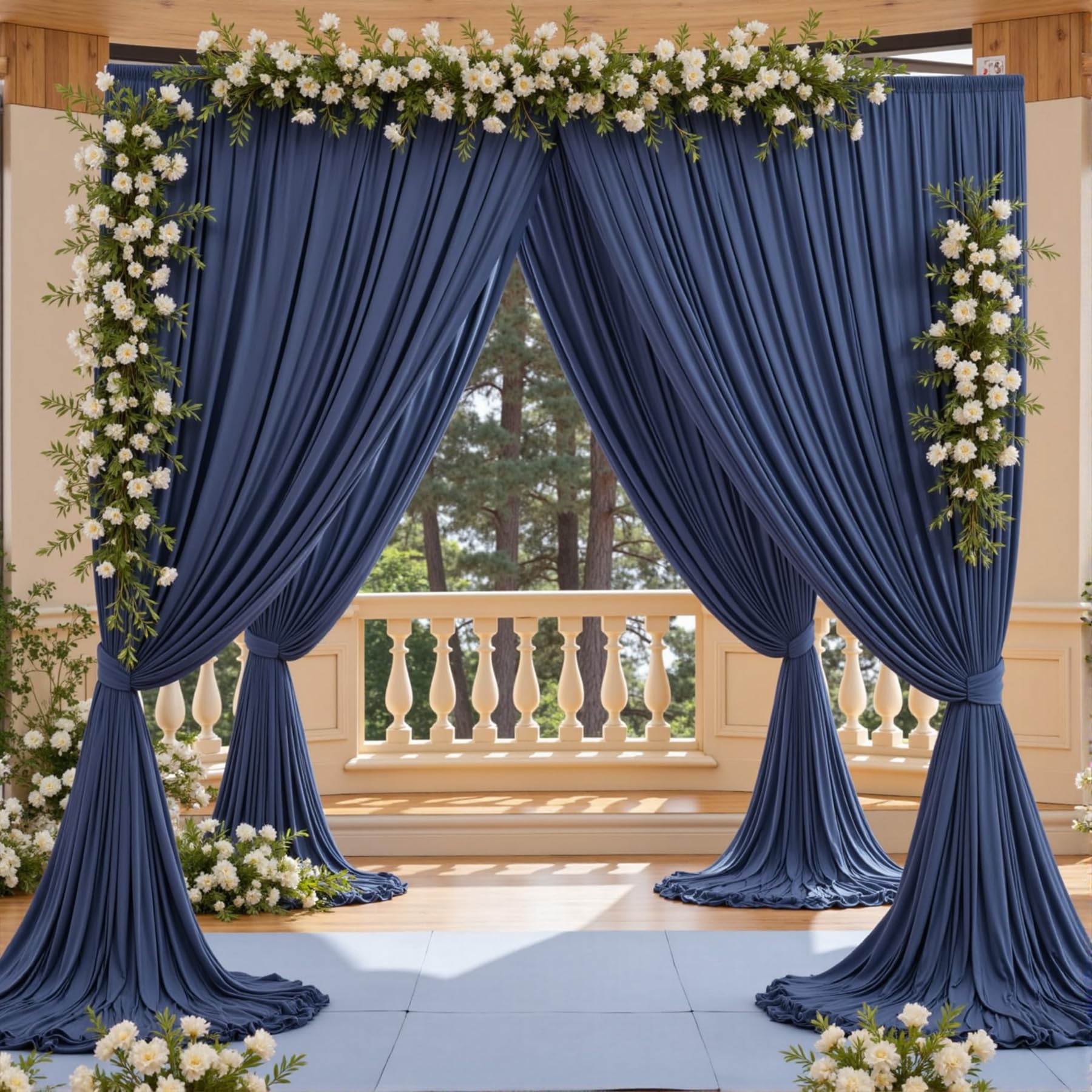20ft x 12ft Wrinkle Free Navy Blue Backdrop Curtain for Parties, Silky Photo Backdrop Drapes 12FT Long Back Drop Cloth for Wedding Birthday