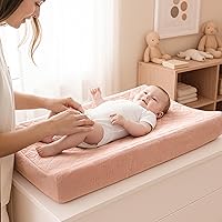 Vista 4 de Konssy Funda Impermeable de Muselina para Cambiador Paquete de 2, Funda Ajustada de Algodón Acolchado para Mesa de Cambio de Pañales, Sábanas Suaves