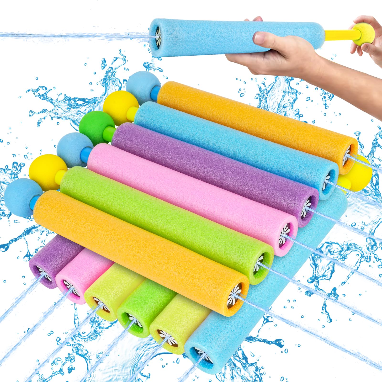 Wasserpistole Schaumstoff Kinder, 12 Stück Wasserspritzpistole Schaumstoff Bunte, Wasserpistolen Pool Spielzeug für Strand & Garten, Sommer Spielzeug Wasserspielzeug für Jungen, Mädchen