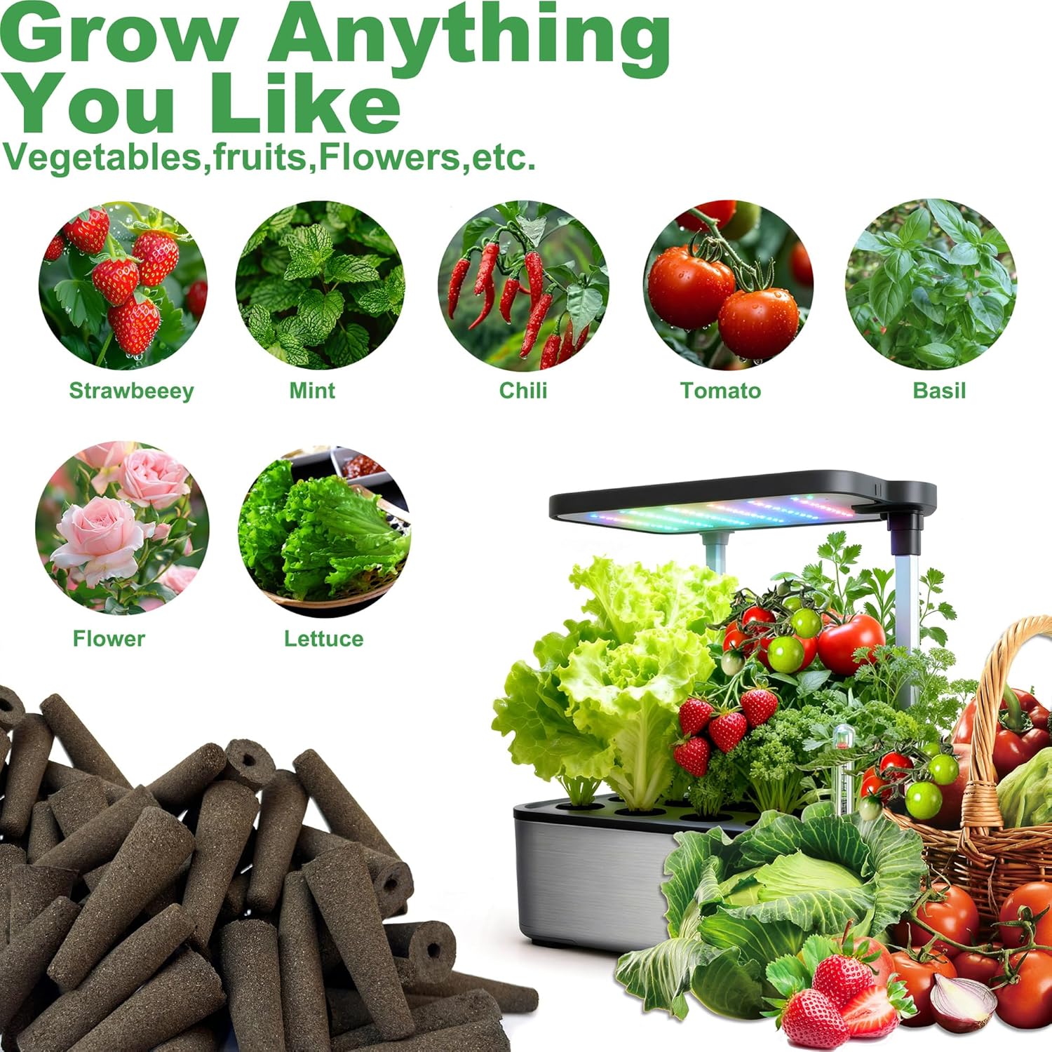 Grow Sponges 60 Pack, Hydroponics Replacement Root Growth Sponges Compatible with Aero Garden iDOO and Most Other Brands,Sponge for Hydroponic Indoor Garden System - Image 7