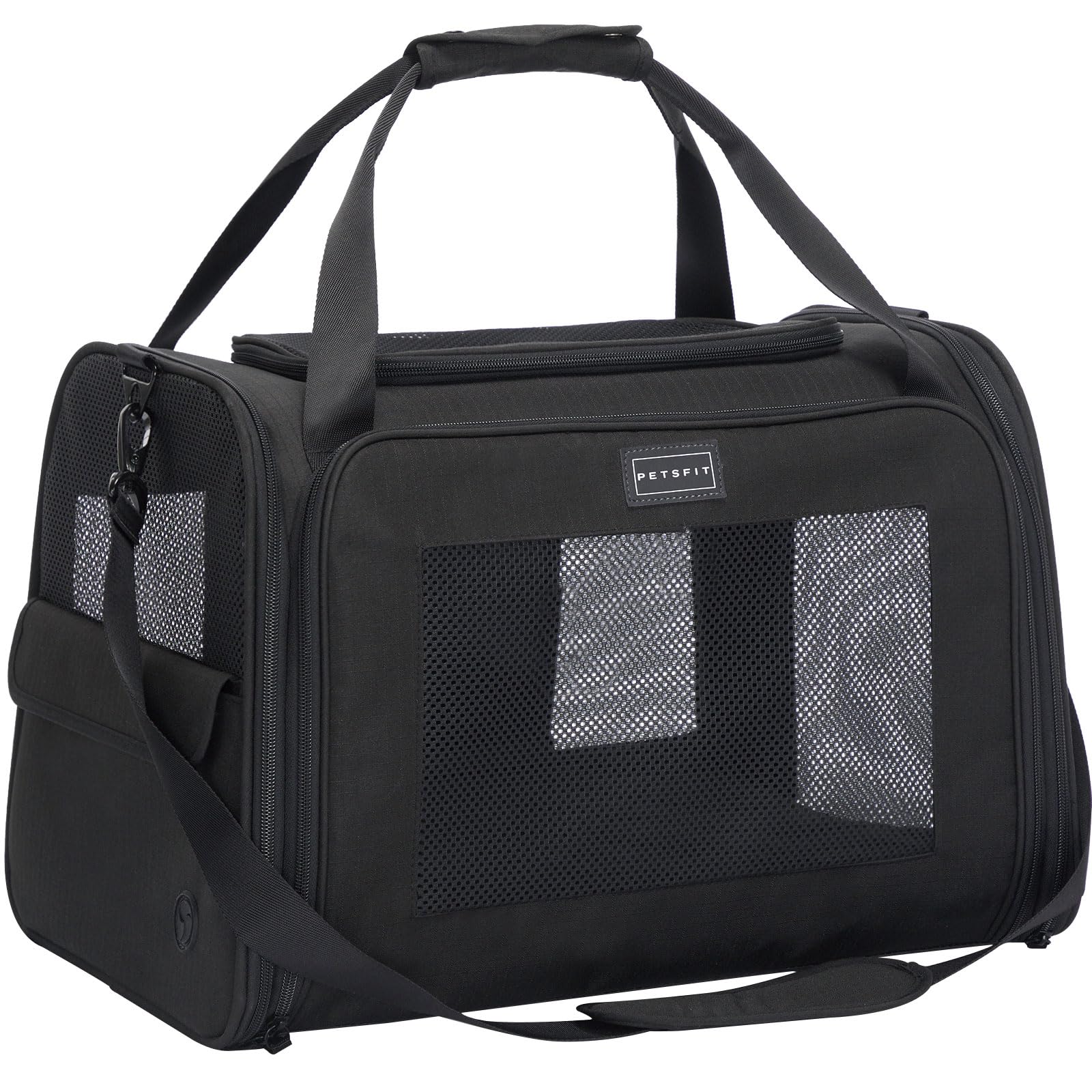 Petsfit Transportín Perro Gato Plegable Transportin Gato Mochila Mediano Grande Bolso Perro Pequeño Transpirable con Tirantes Ajustables y Acolchado Suave Coche y Tren
