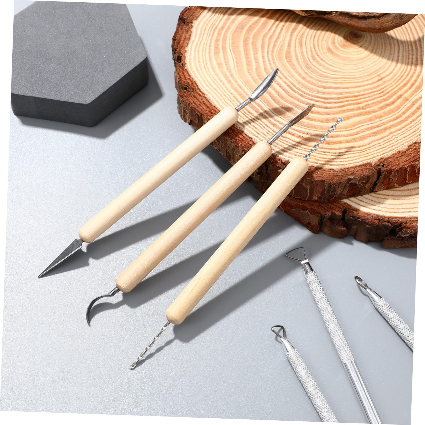 HOMSFOU Legno Metallo Kit Strumenti Scultura Argilla 14 Pezzi