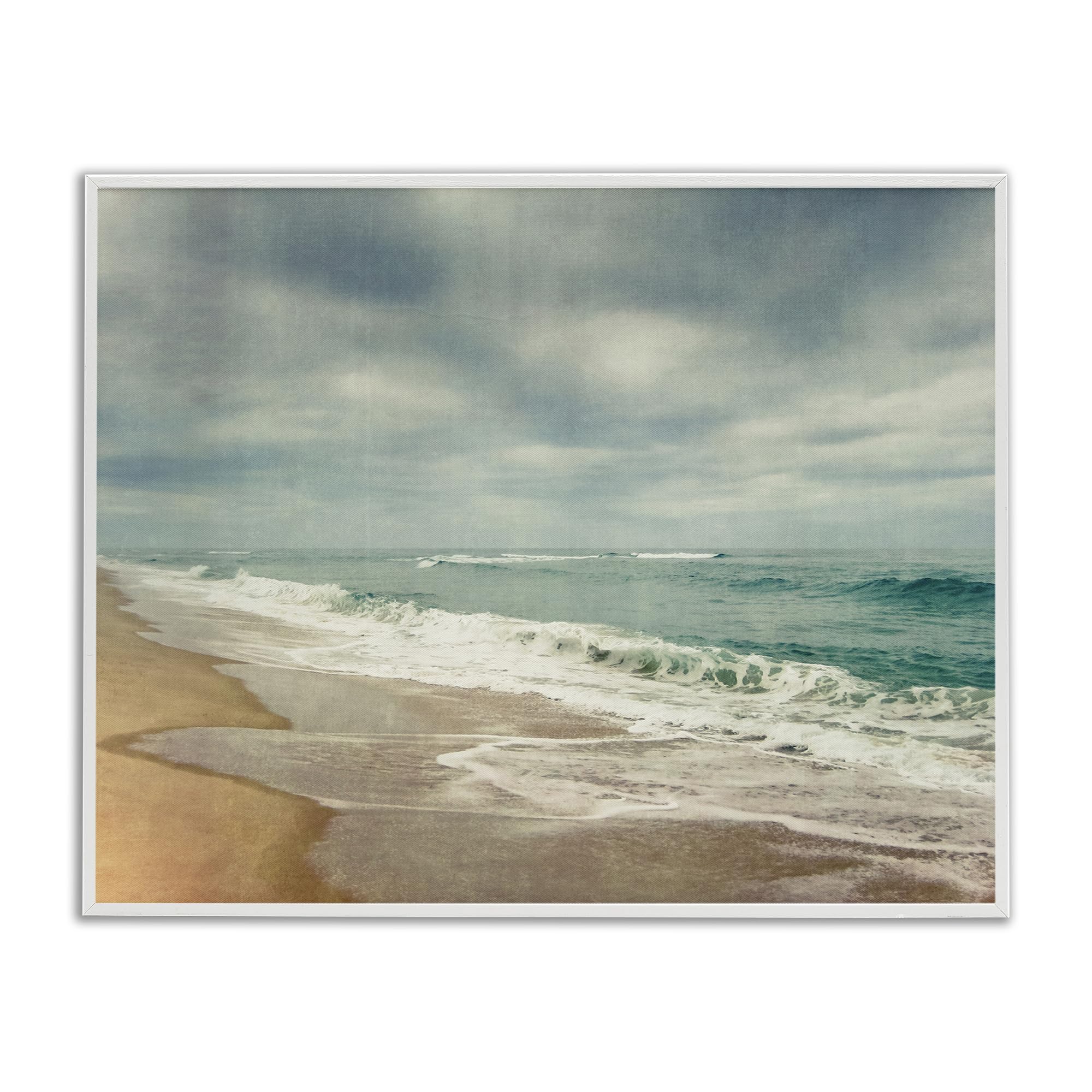 Stupell Industries 'Tranquil Waves Along Sandy Coast', Framed Giclee Art, White, 30 x 24 Inches, Easy to Hang and Sturdy, Made in USA, by Dirk Wüstenhagen
