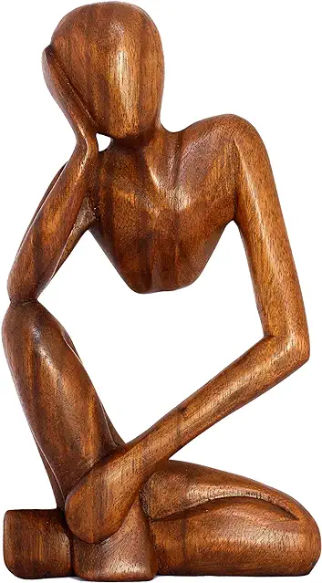 G6 Collection 12" Wooden Handmade Abstract Sculpture Thinker...