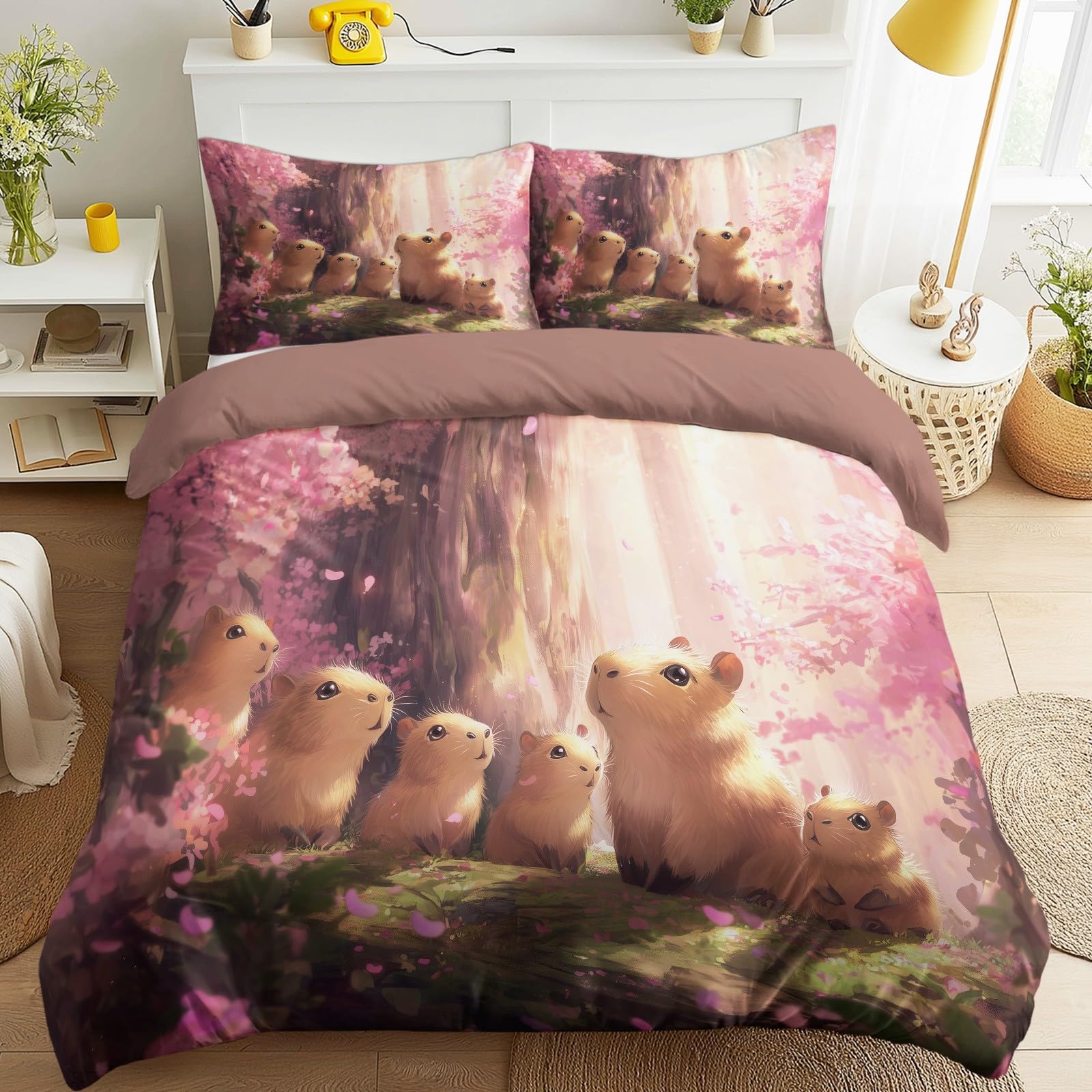 Parure de lit capybara 200x200 cm anti-froissement avec zip pratique
