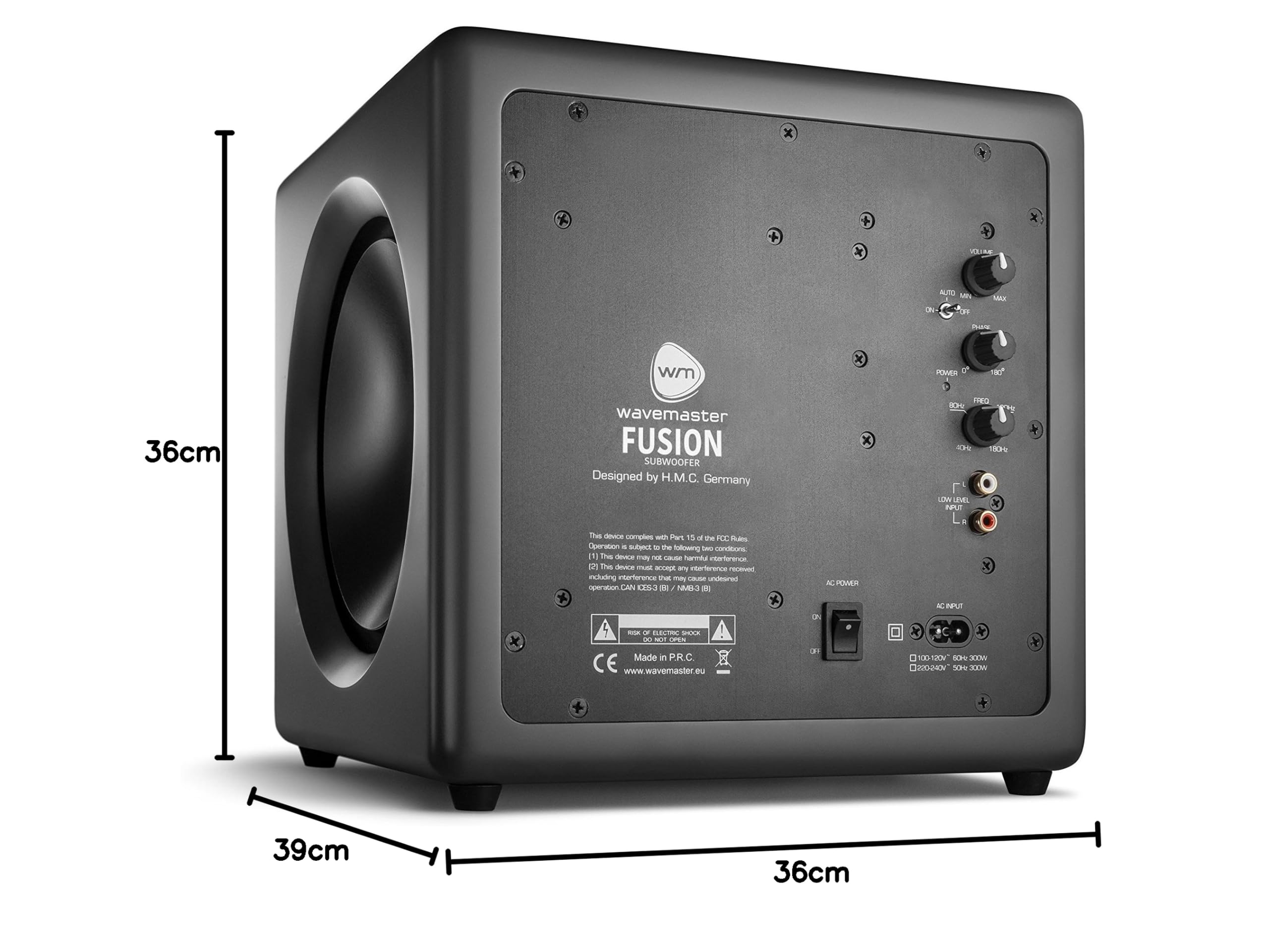 Wavemaster 66400 Fusion - Aktiver Subwoofer (125 Watt) mit eingebautem Class-D-Verstärker, universell einsetzbar - optimiert für 2.0 Lautsprechersysteme Stone Grau