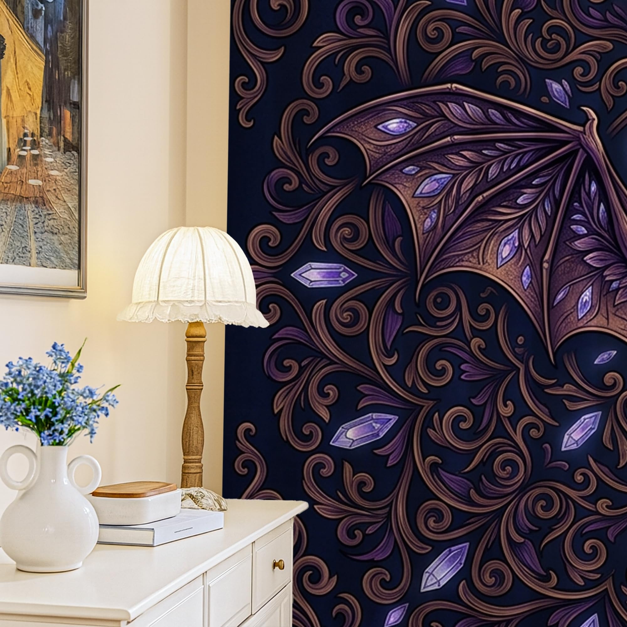 Rideaux occultants infroissables au tombé lourd victorien violet