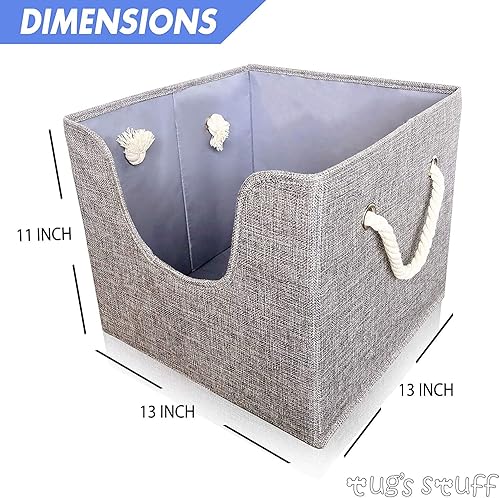 Miniatura 4 de Tug's Stuff Contenedor de juguetes para perros de alta calidad y canasta para mantas, almacenamiento para sala de estar y guardería, fácil de