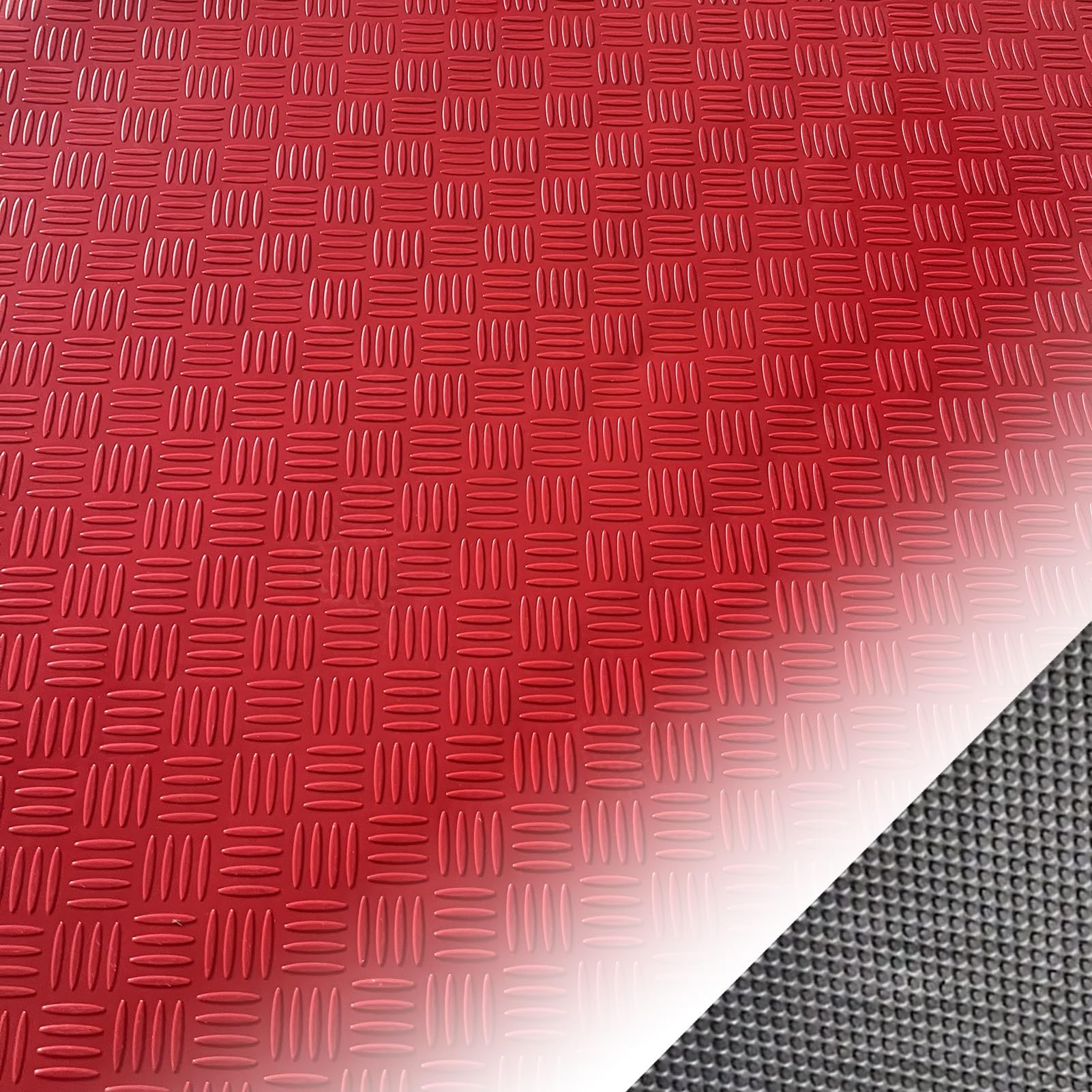UrbanUp Gummimatte Gummi-Riffelplattenboden, Gummidichtung mit Rutschfester Rückseite, Garagenbodenmatten für unter Dem Auto, Garage-Eingangsmatte(Red,0.9 x 0.9m (3.0 x 3.0ft))