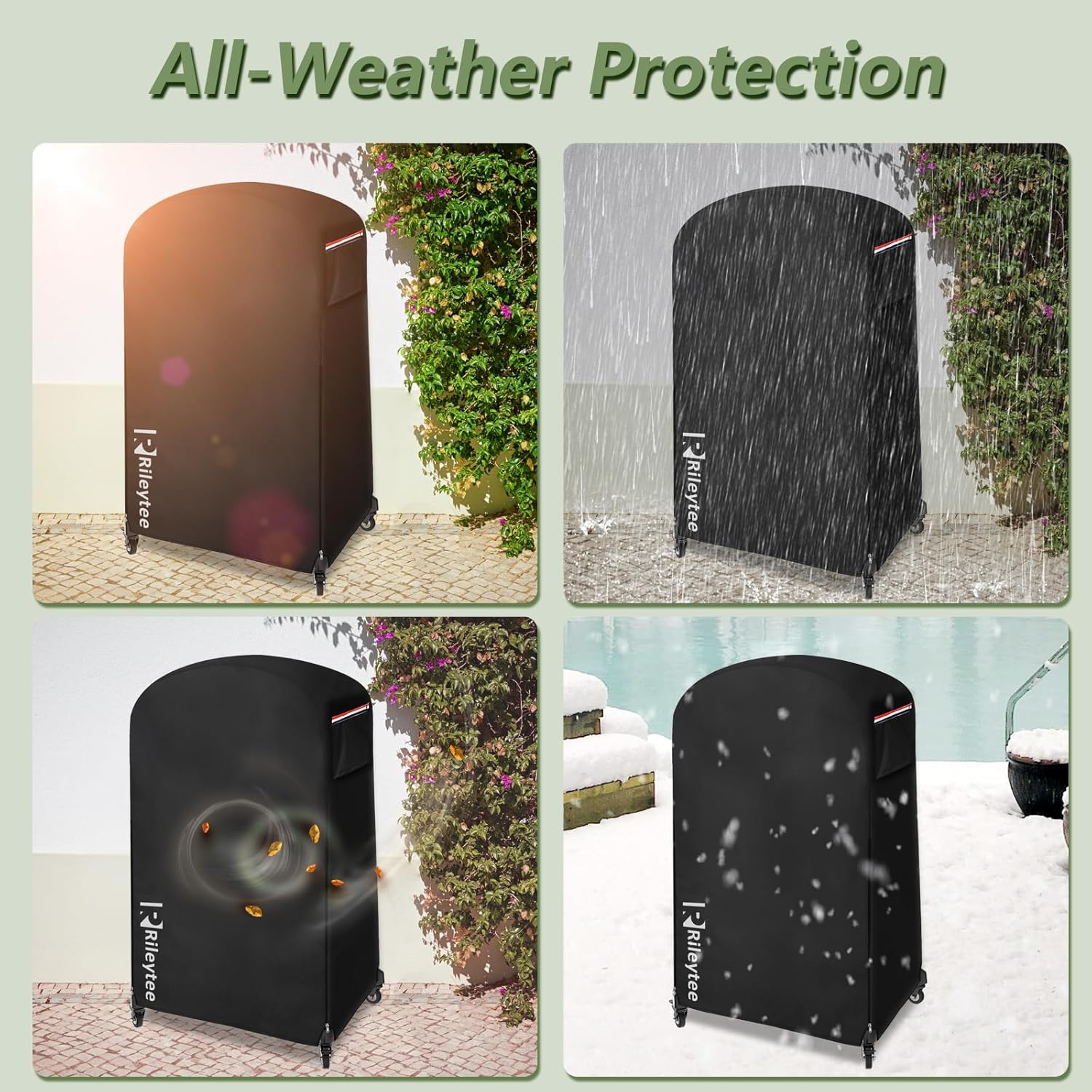 Rileytee Pizza Oven Cover for Blackstone 16 inch Standing Pizza Oven Model 6825/6824/6850,Outdoor Heavy Duty 600D Waterproof Dustproof Cover for Pizza Oven with Mobile Cart