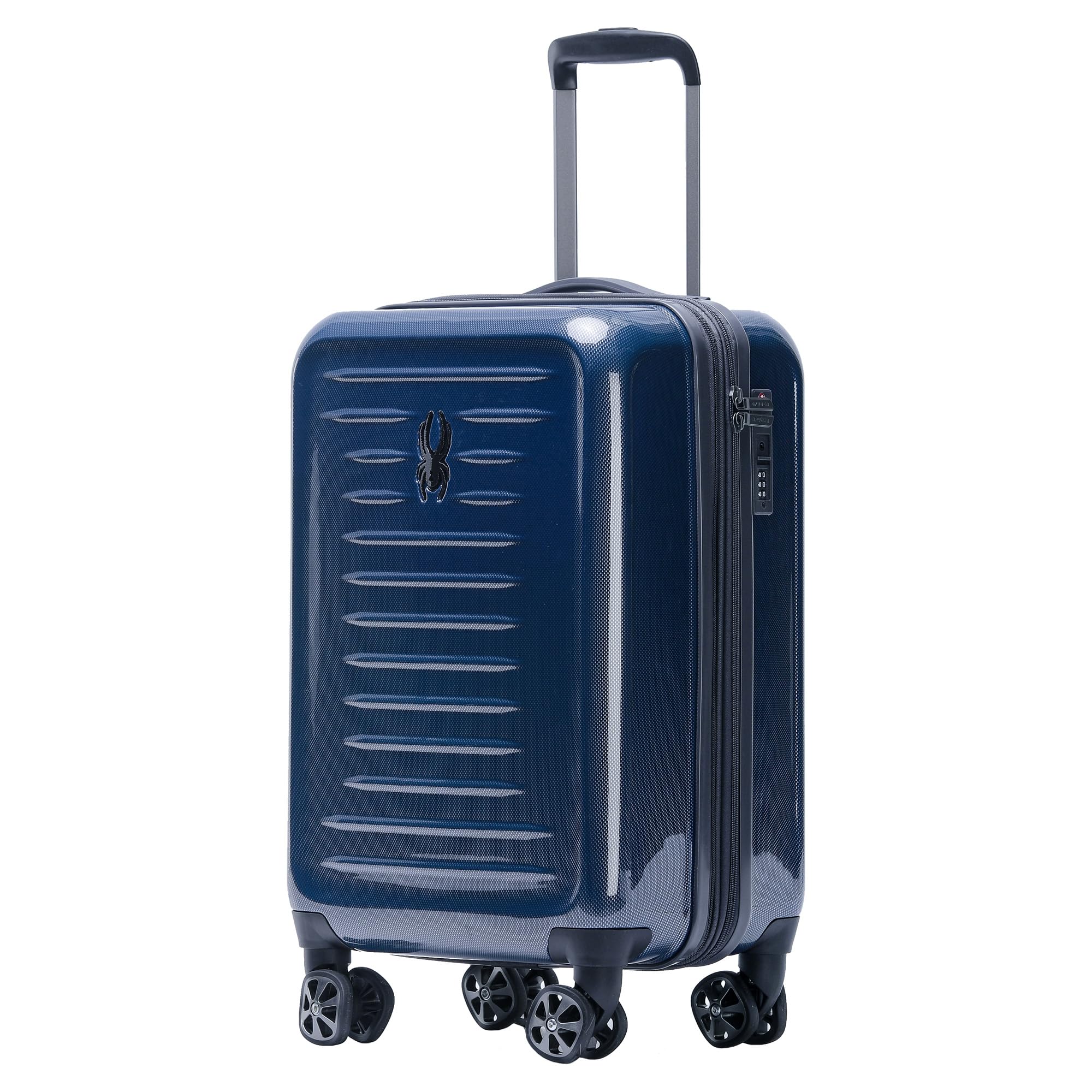 Spyder Rails Expandable Hardside Upright Suitcase with 360 Spinner Wheels TSA Approved Lock Navy Carry-On