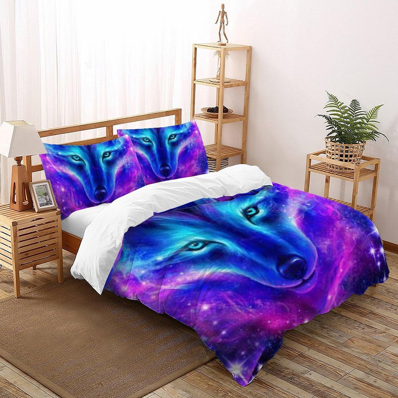 Housse de couette loup 3D 200x200 en microfibres pour lit double