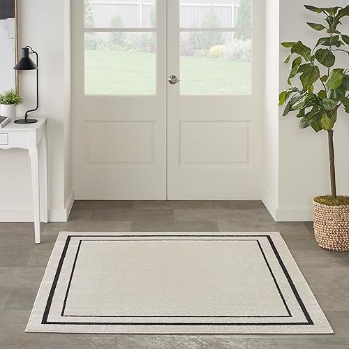 Vista 200 de Nourison Home Essentials - Alfombra contemporánea de 5 x 7 pies, color marfil/negro