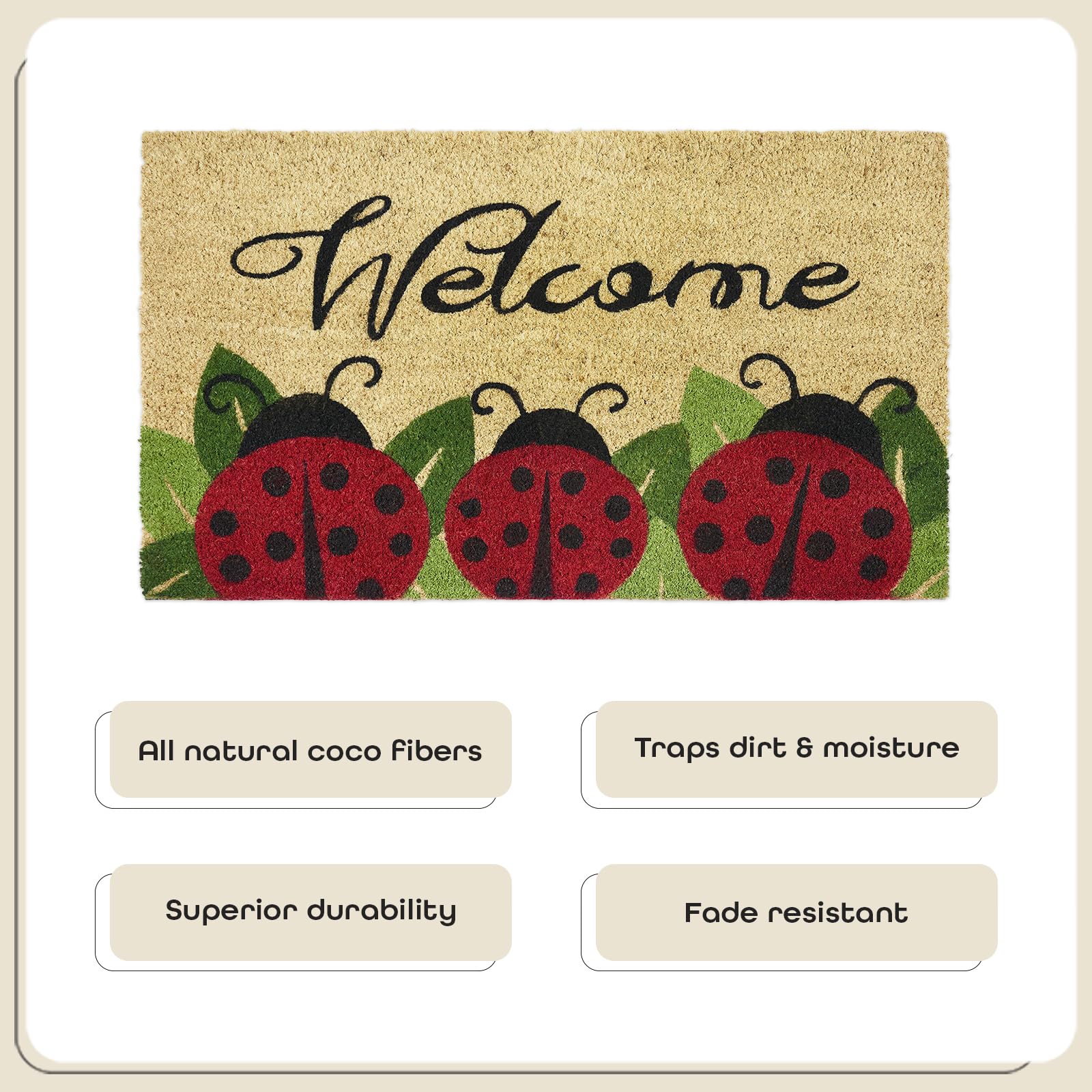 Achim (Weser) Home Furnishings Ladybug Imprimé en Fibre de Coco Paillasson, 45,7 x 76,2 cm