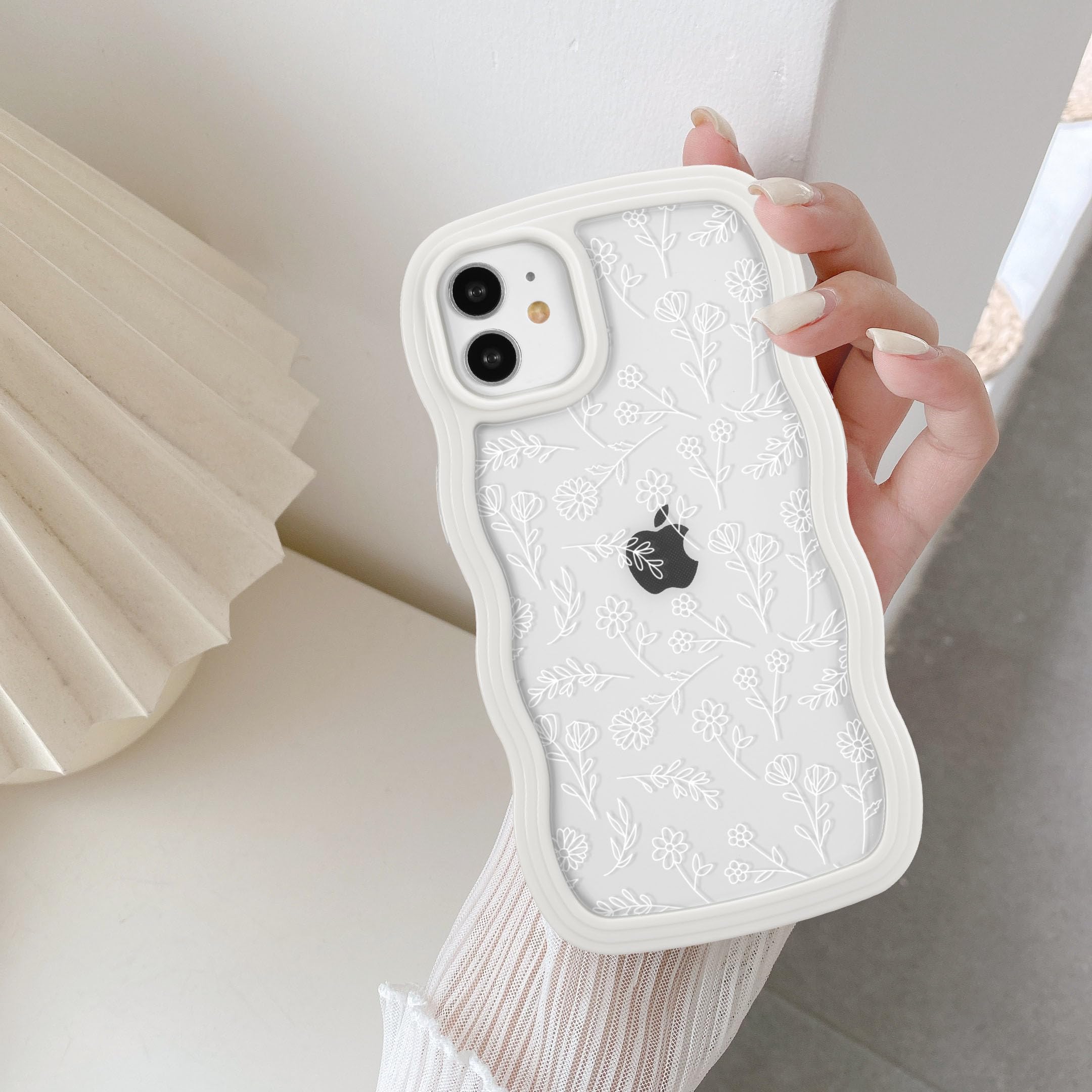 QLTYPRI Compatible with iPhone 16 Case, Cute Curly Wave Frame Clear Case for Girls Women, Transparent Soft Silicone TPU Bumper Shockproof Protective Cover for iPhone 16 - Pink — view 112