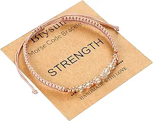 Btysun Morse Code Bracelets for Women Christmas Gift Stocking Stuffers for Teens Pink Braided Bracelets Inspirational Best Friend Birthday Gifts for Her High School Graduation Gifts for Her 2025 Mom Bracelet Jewelry