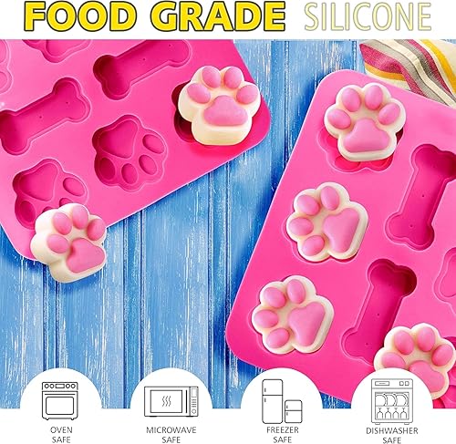 Miniatura 6 de Molde de silicona para chocolate con forma de pata y hueso de perro para hornear golosinas para perros, galletas, yogur, gelatina, cubitos de hielo,