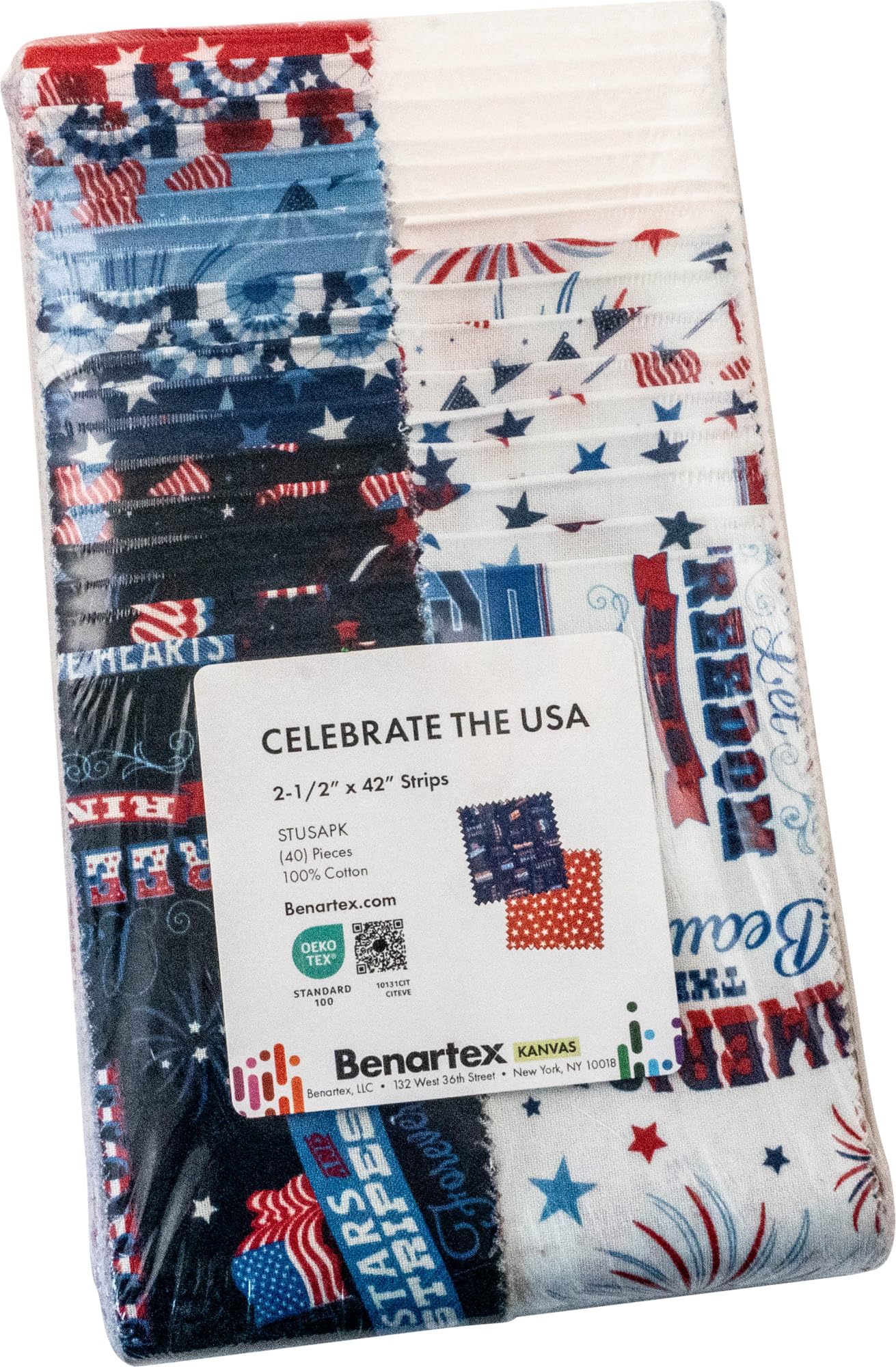 Benartex Assorted Kanvas Studio Celebrate The Usa Strip-Pies 40 2.5-Inch Strips Jelly Roll
