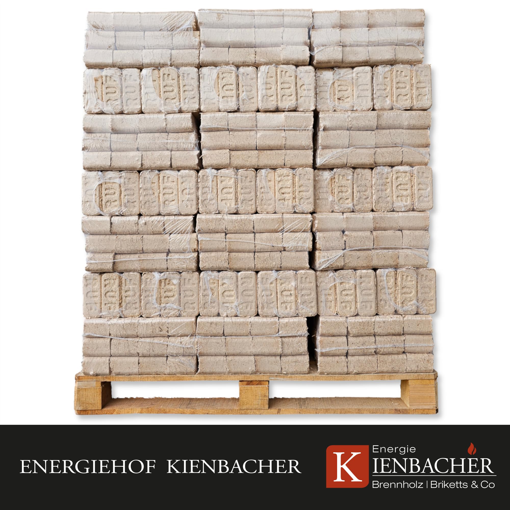 960 kg Palette RUF Hartholz Brikett Sonderangebot Briketts aus Buche und/oder Eiche Kamin Ofen Holz Gluthalter Brennholz Ofenbriketts Kaminbriketts Premium Öko Holzbriketts | Energie Kienbacher