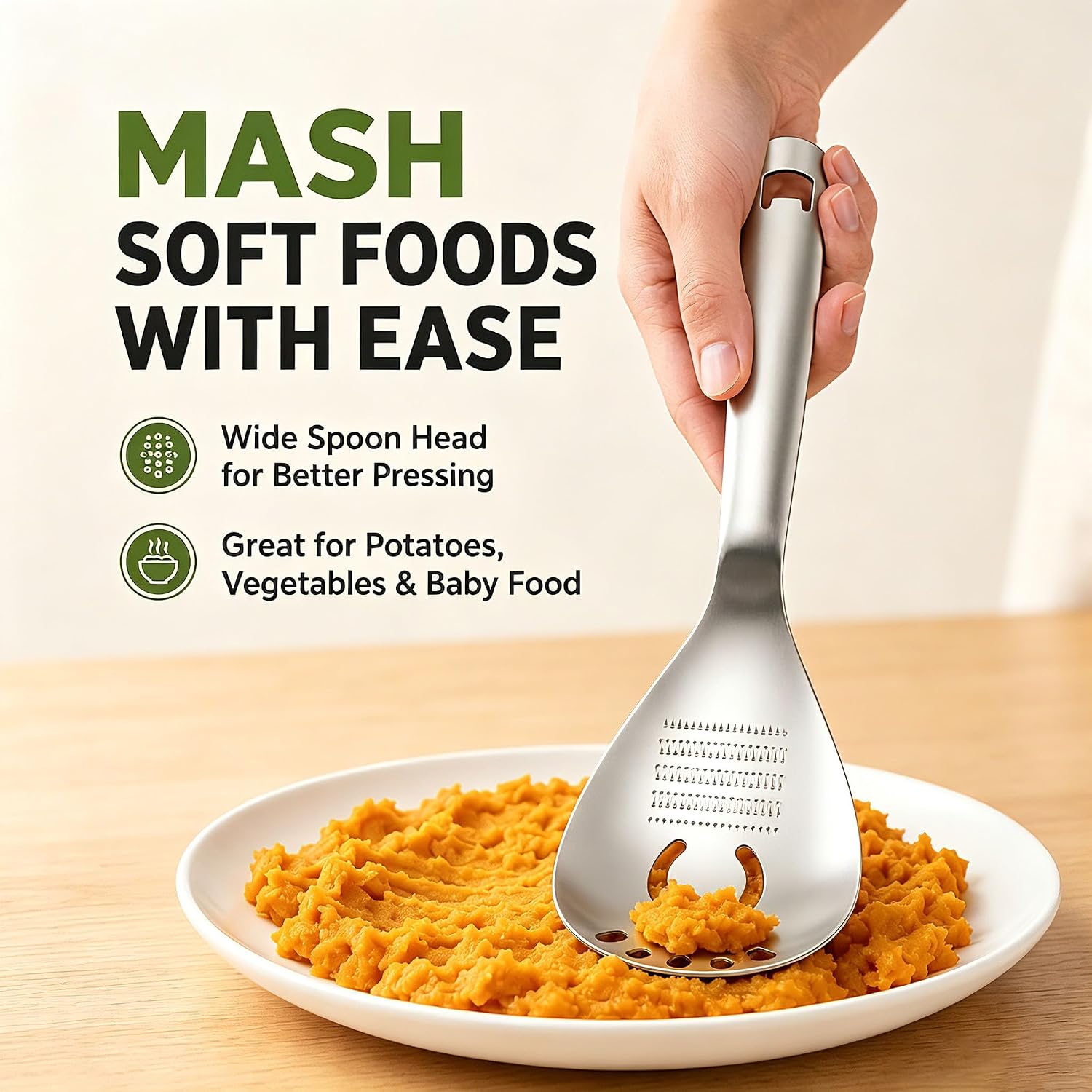 5-in-1 Stainless Steel Cooking Spoon,Egg Separator and Bottle Opener(A+B)