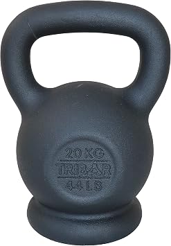 Cast Iron 20kg Kettlebell Weight for Home Gym Fitness & Weight Crossfit Training in Black Powder Coated