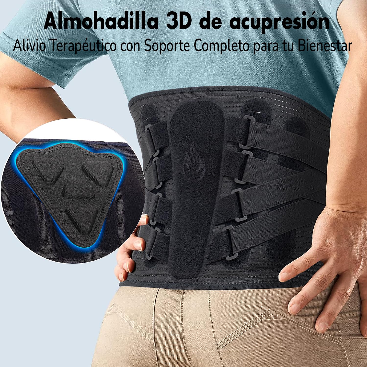 Faja Lumbar Hombre Mujer con Soporte Biónico, Almohadilla de Apoyo 3d, Férulas Ergonómicas, 8 Puntos de Compresión, Malla Elástica Transpirable, Dolor Espalda, Ciática, Trabajo, Postura (XL)