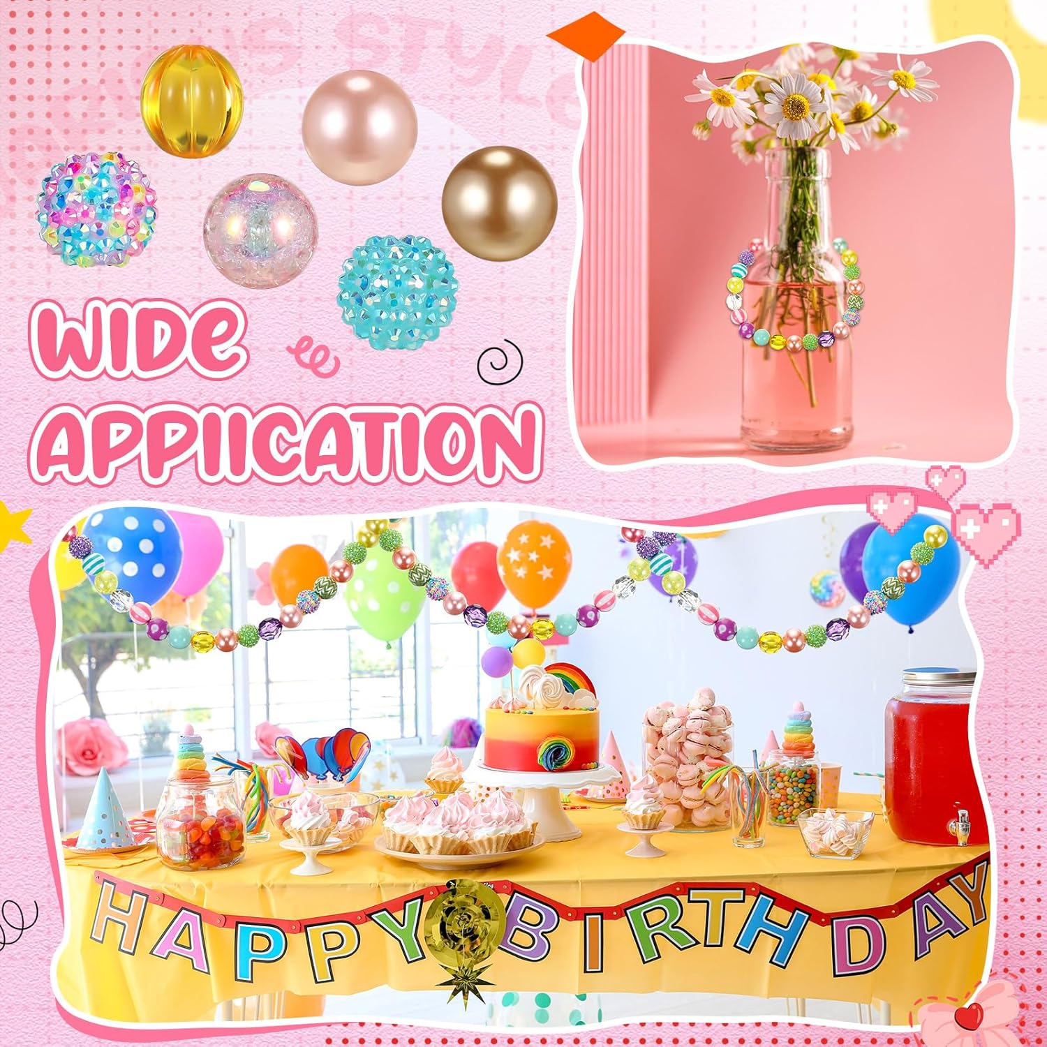 100 Pcs 20mm Rhinestone Bubblegum Beads for Pens Mixed Crystal Resin Chunky Beads for DIY Craft Keychain Necklace Bracelet Jewelry Making(Candy Color) - Image 7