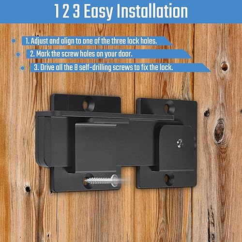 Miniatura 6 de Cerradura de puerta abatible de 7.5 pulgadas con agujeros para candado, paquete de 2 pestillos de puerta de aleación de aluminio de 0.157 in para