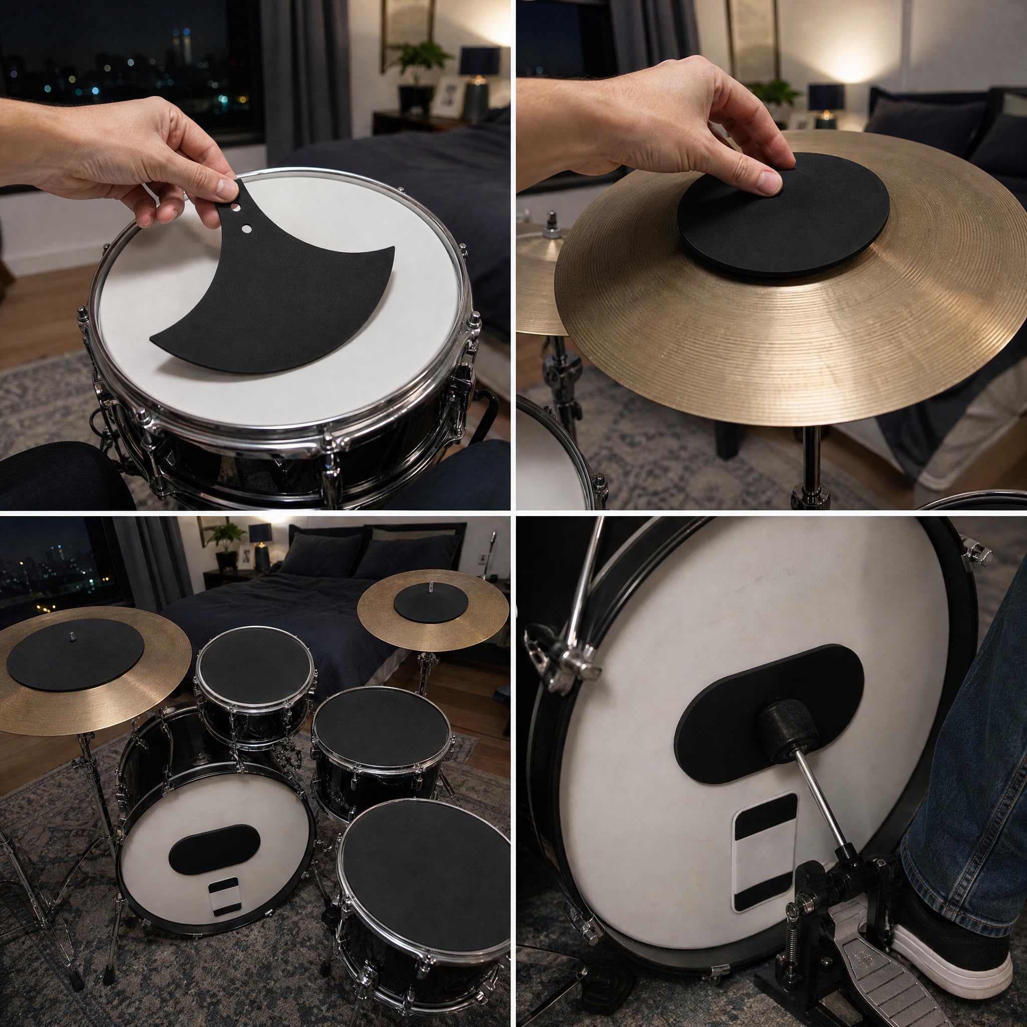 Schlagzeug-Dämpfer-Set, Übungsdämpfer, 10''12''14''16''22''