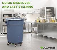 Vista 8 de Alpine Rolling Brute Carrito para Bote de Basura - Carrito para Bote de Basura con Ruedas/Base Rodante para Bote de Basura para Botes de Basura