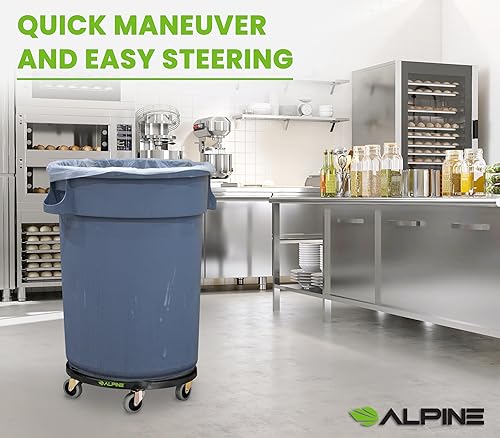 Miniatura 8 de Alpine Rolling Brute - Basurero con ruedas y base de rodillo para cubos de basura redondos de 20, 32, 44 o 55 galones, resistente con capacidad para