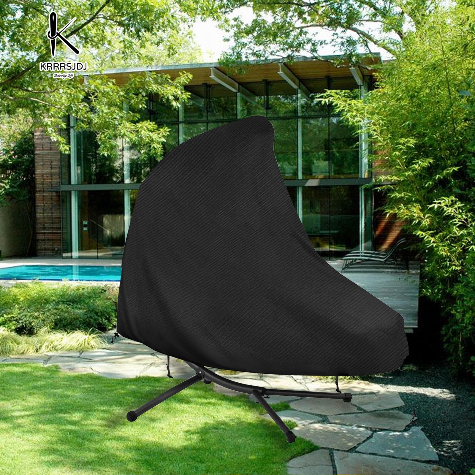 Housse Chaise Longue Suspendue Imperméables,Couverture Transat Suspendu Coupe Vent,Bache Transat Soleil Suspendue avec Cordon de Serrage,Tissu Oxford 420D Résistant (200 * 120 * 200cm,Noir)