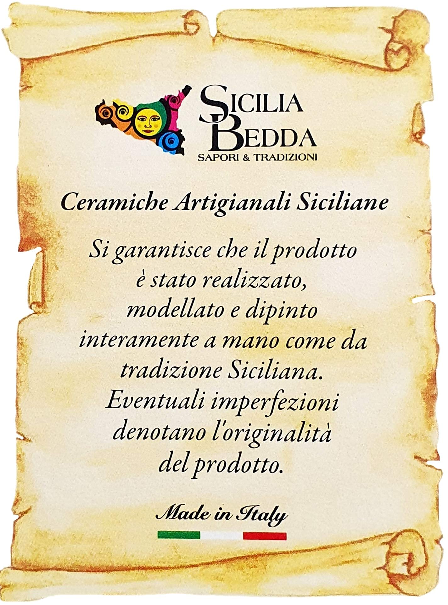 sicilia bedda - Coppia TESTE DI MORO SICILIANE in CERAMICA DI CALTAGIRONE - Realizzate a Mano - H Centimetri 13 - Bellissimo Complemento d'Arredo