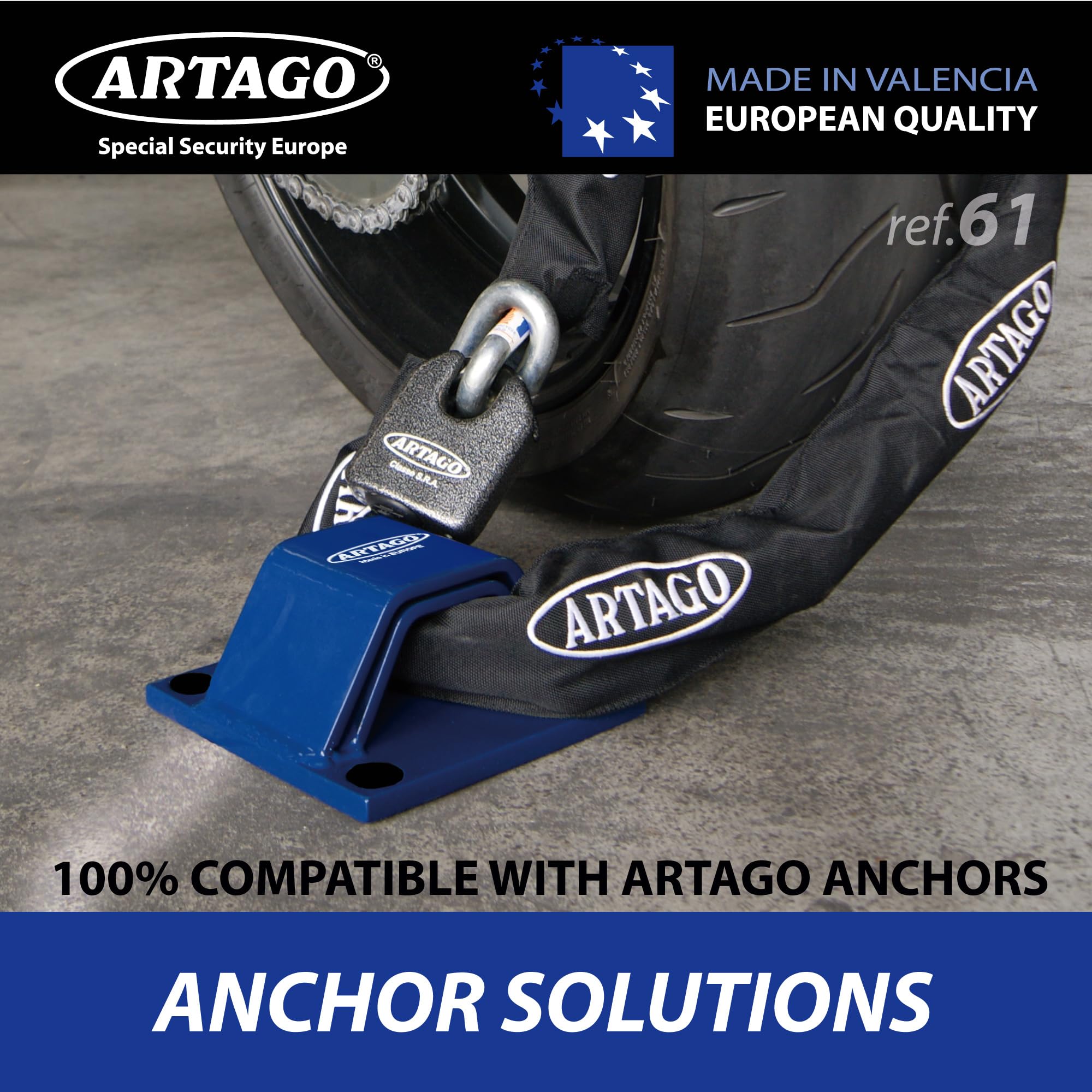 Artago 68T120 Chaine Antivol Moto Lourde de Sécurité Maximale, Homologué Sold Secure, ø15 120cm, BUNKER SELECTION, Cadenas Monobloc en Acier Forgé, Chaine Antivol Cémentée pour Moto Parking