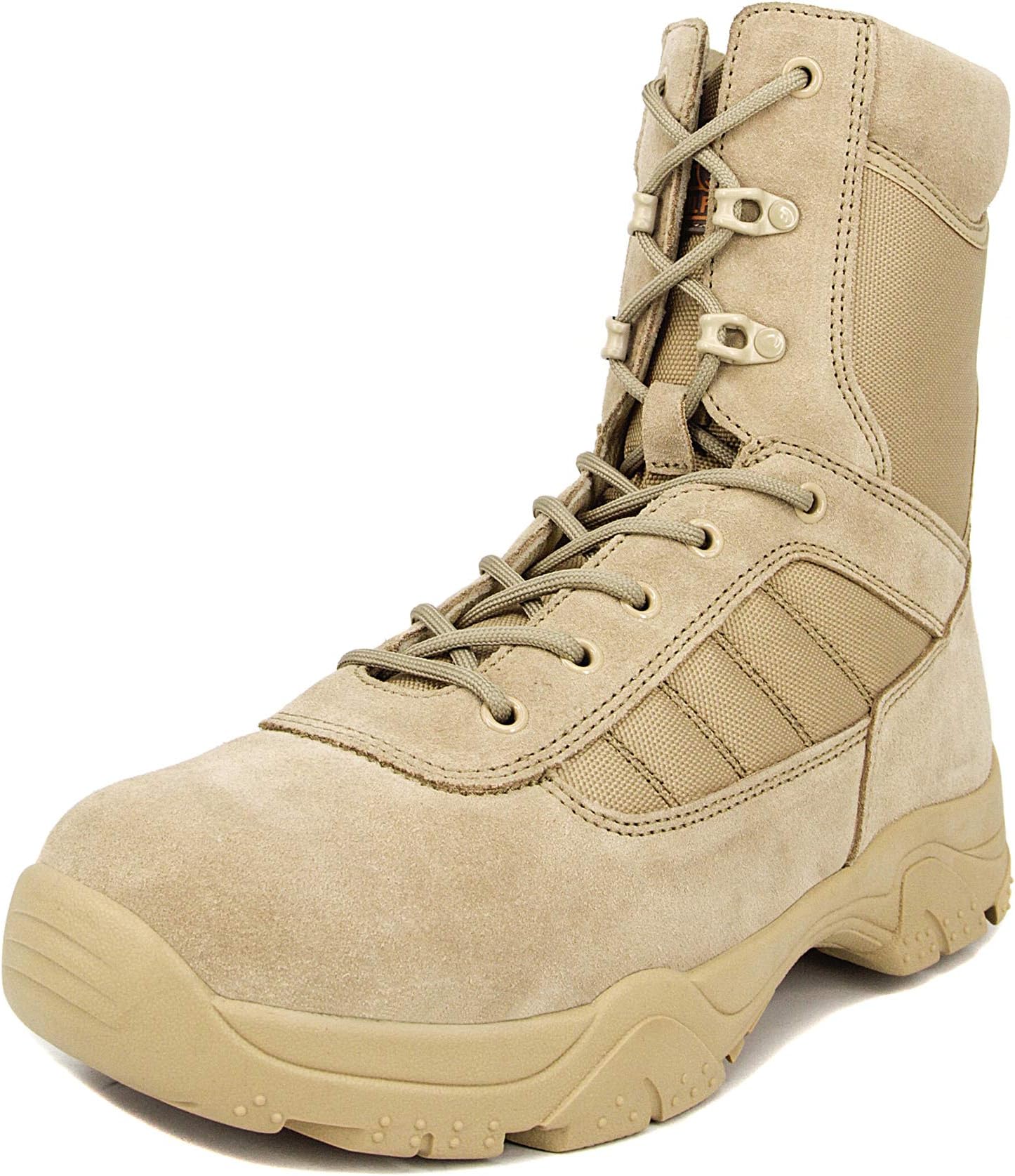 Milforce Men’s 8 Inch Military Tactical Boots Combat Desert Duty Work Shoes with Side Zipper (11.5 M US, Sand)
