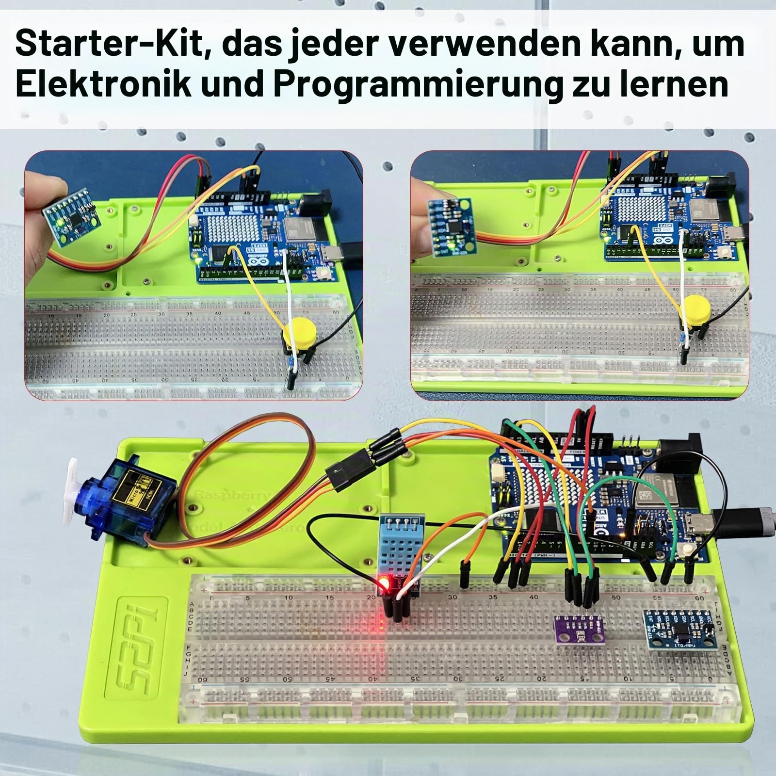 GeeekPi UNO R4 WiFi Ultimate Starter Kit, mit Original Arduino UNO R4 WiFi, Smart IoT & Basic Sensor Projekte mit Tutorials,Integration mit Arduino IDE,enthalten Various Sensors und Zubehör