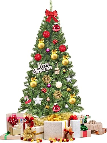 Happygrill Árbol de Navidad artificial clásico de 6 pies, árbol de Navidad de abeto con bisagras con puntas gruesas de PVC, soporte de metal, fácil disponible en Yaxa Costa Rica