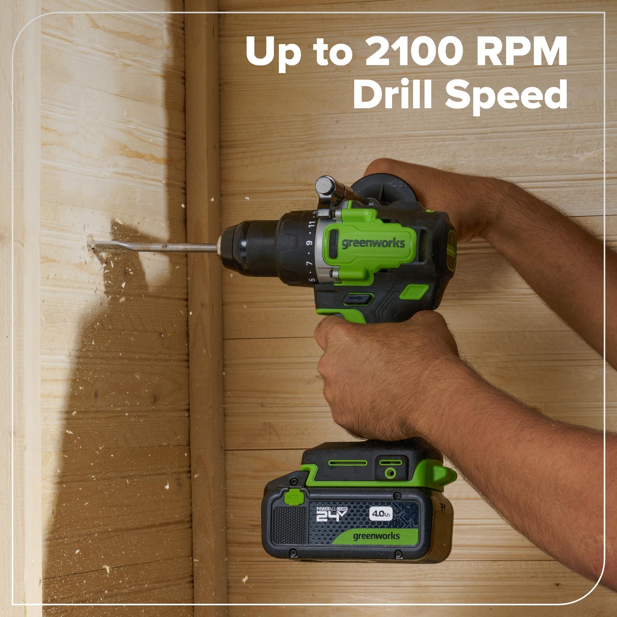 Greenworks 24V Cordless Brushless 90Nm Taladros atornilladores, Grado profesional, embrague 21, batería USB-C de 4.0Ah, cargador rápido USB-C de 65W (3 puertos) y cable USB C a USB C DD590