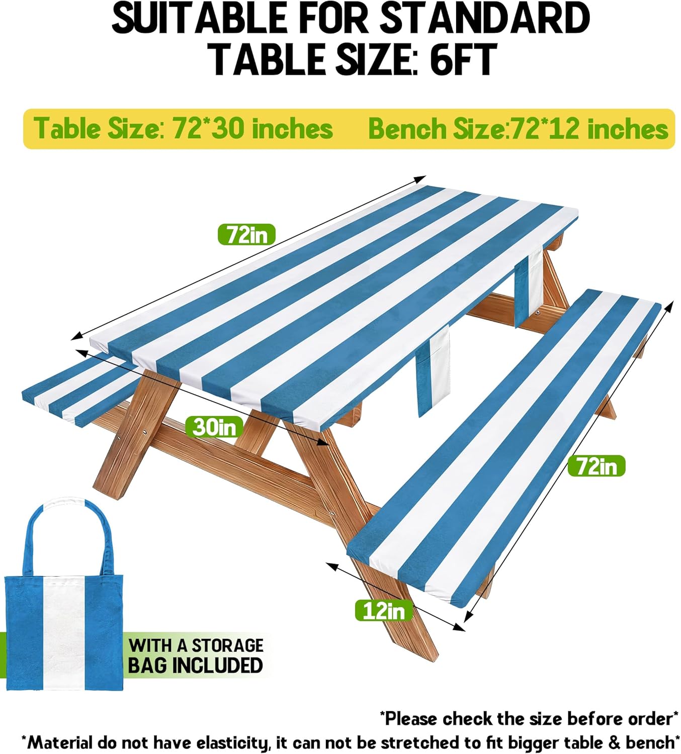 Picnic Table Cover with Bench Covers Tablecloth Fitted Table Cloth Camping Essentials Supplies Rv Travel Must Haves Gear Accessories Outdoor Road Trip Necessities Stuff Gadgets Camper Gadgets Items
