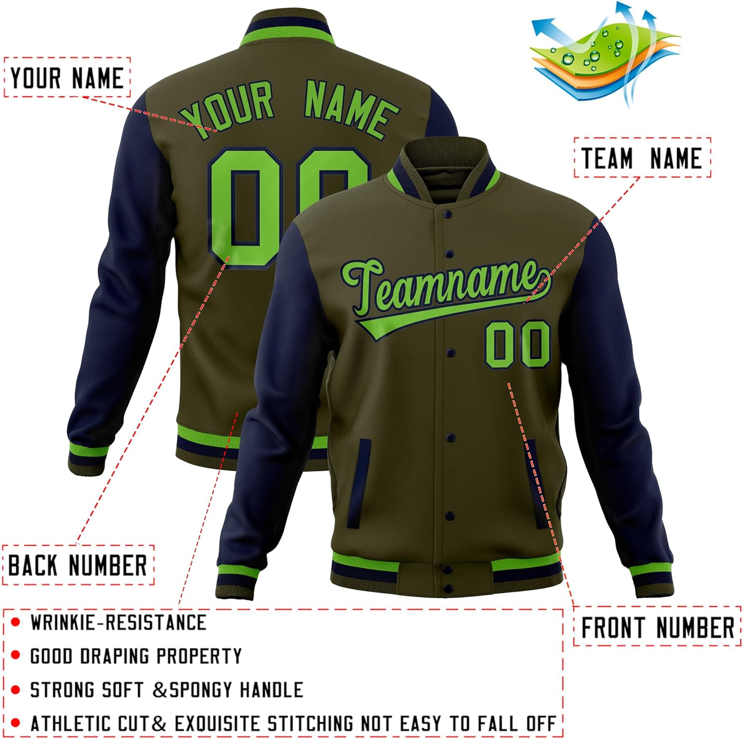 KXK Personalized Varsity Jacket Custom Men Women Casual Baseball Letterman Bomber Jackets Stitched Letters Number - Image 3