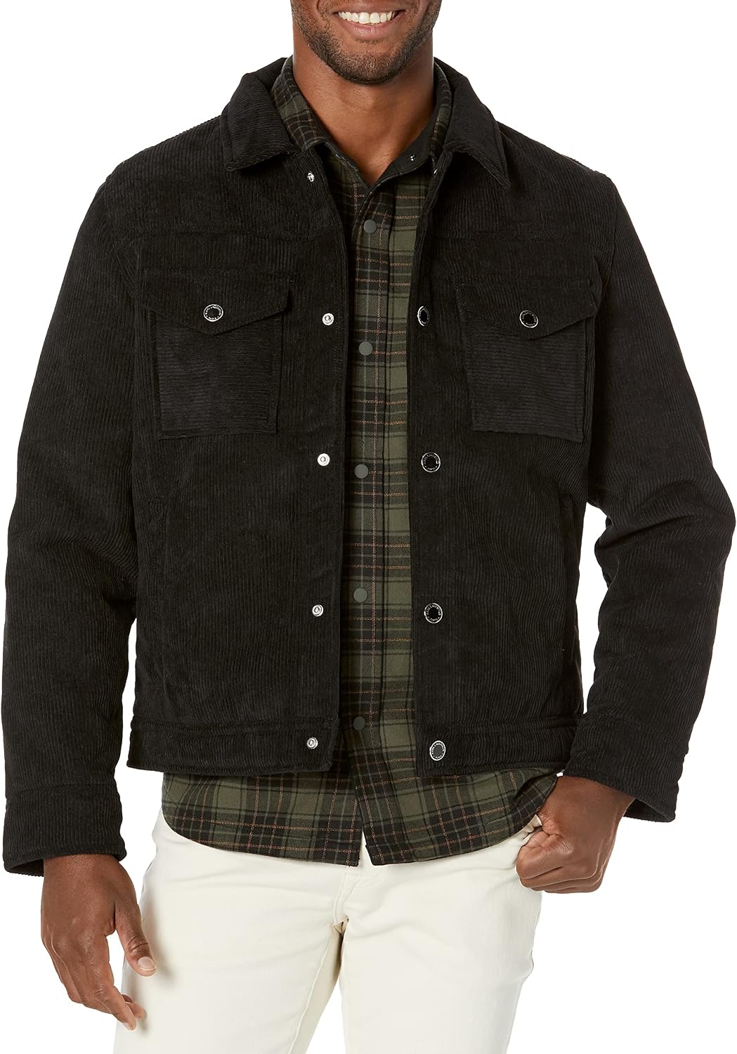 KARL LAGERFELD Men's Faux Shearling Lined Trucker Jacket